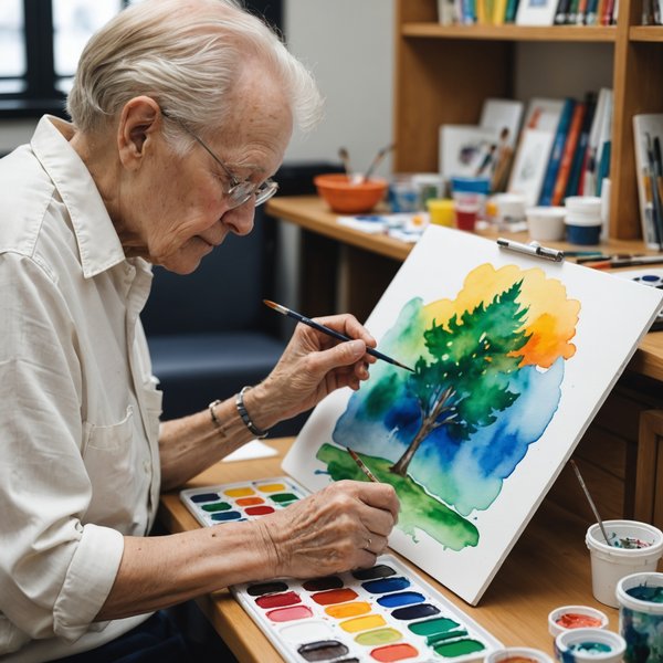 Comment les seniors peuvent-ils intégrer l'aquarelle dans leur routine pour améliorer leur concentration et leur dextérité ?